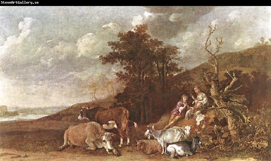 POTTER, Paulus Landscape with Shepherdess and Shepherd Playing Flute af